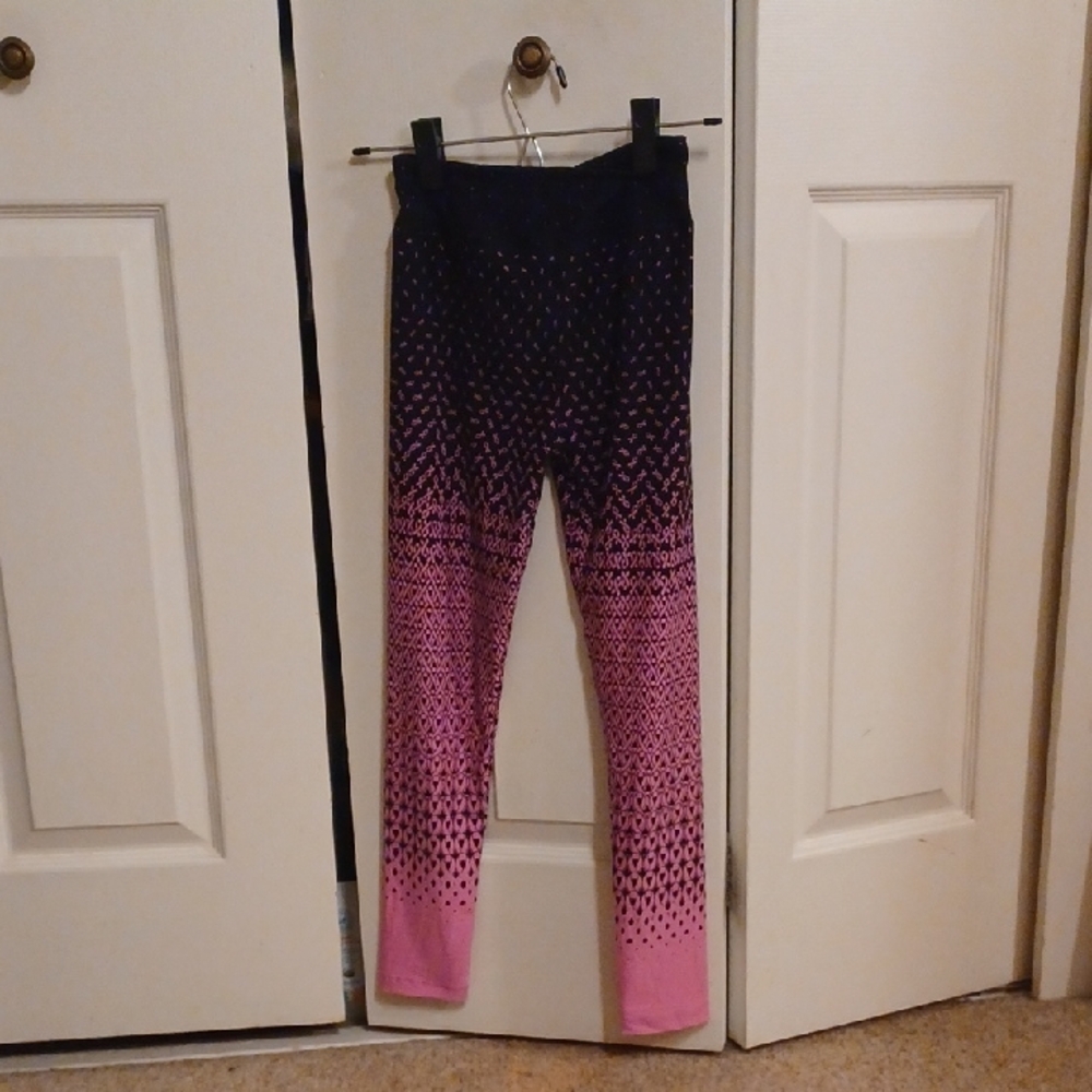 Kids/Tween Lularoe Pink and Black Breast Cancer Awareness Leggings, Like New